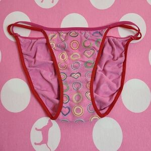 Rare VTG VS PINK Graphic Cotton Low Rise Double String Bikini Panty Size Sm